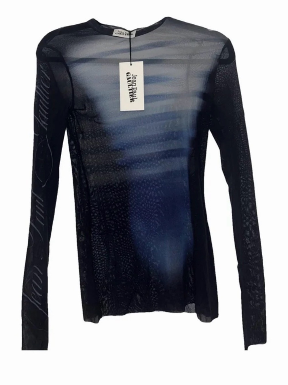 Jean Paul Gaultier Black Sheer Long-Sleeve Mesh Top